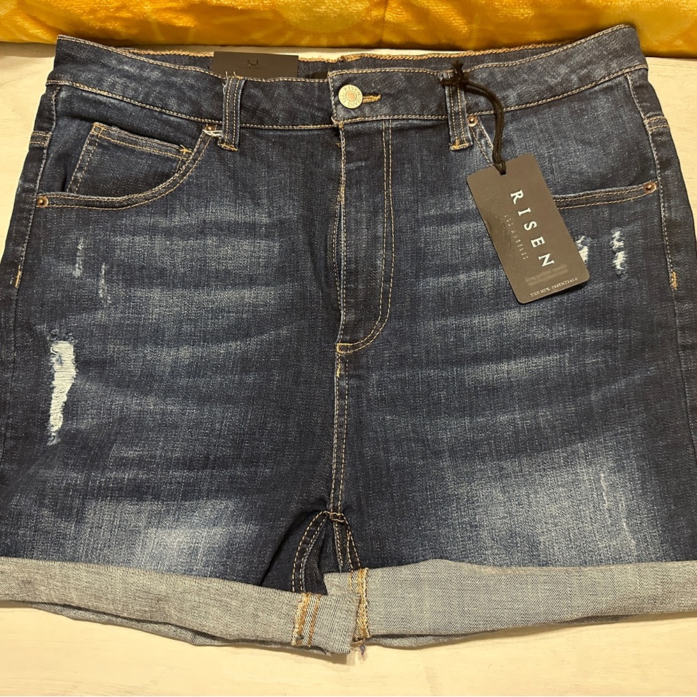 Women's Risen 1X Blue Denim Shorts